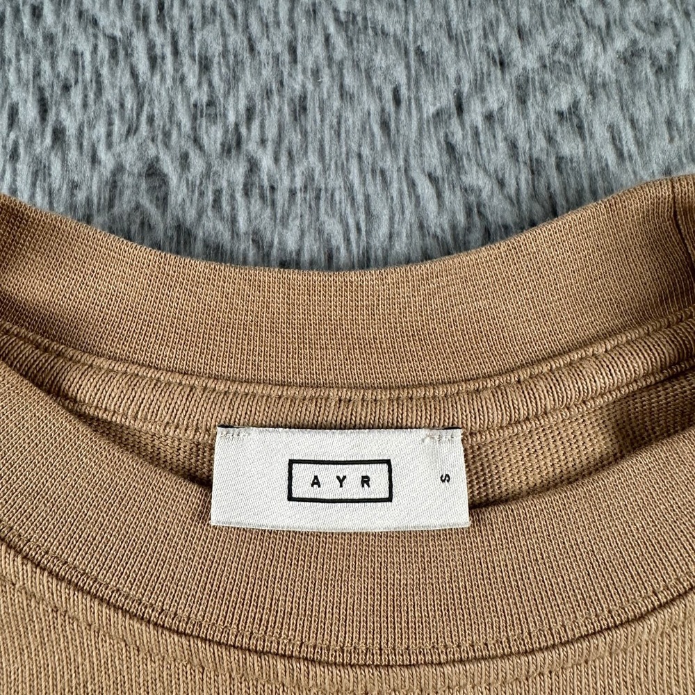 AYR Men's Long Sleeve Crewneck Tee in Camel - Picture 3 of 10